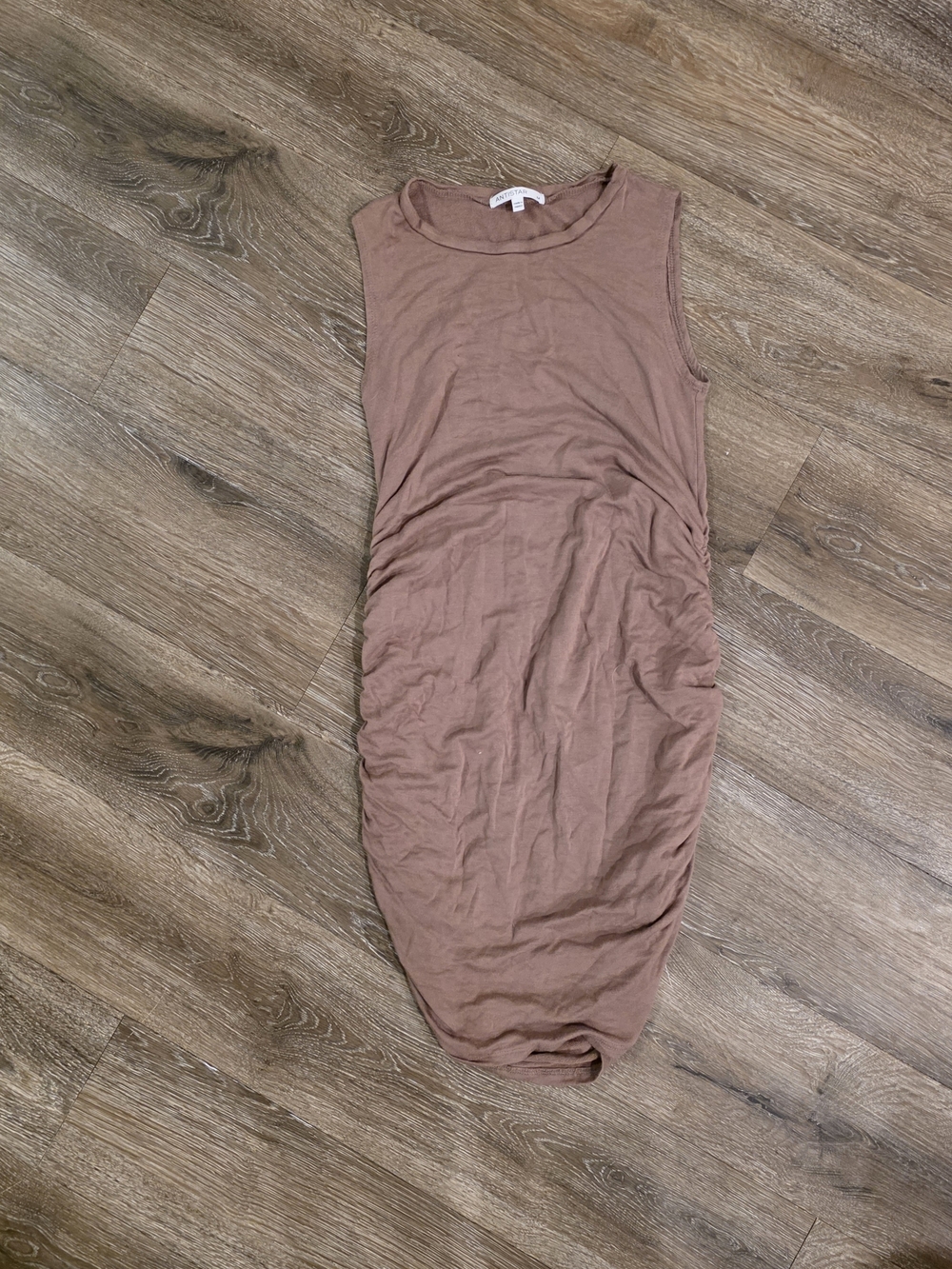 Sleeveless Ruched Maxi Dress in Mauve Brown